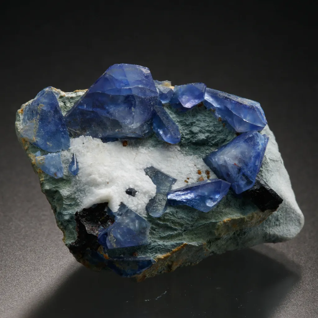 Benitoite, Natrolite, Neptunite, Joaquinite, California State Gem Mine, San Benito Co, CA, USA image