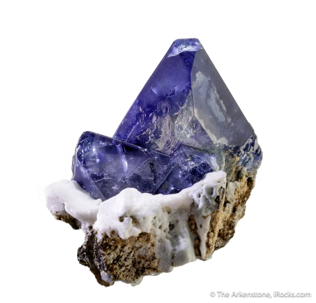 Benitoite on Natrolite - image 2