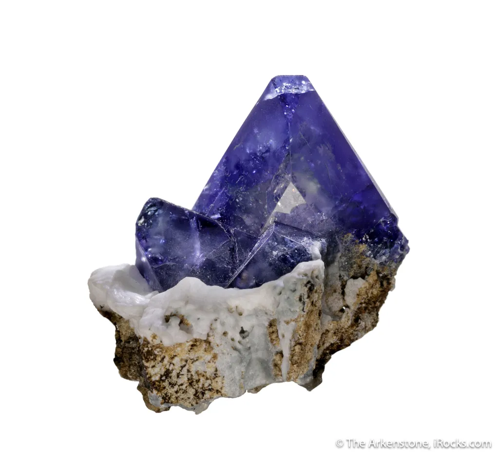 Benitoite on Natrolite image