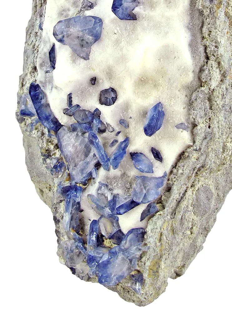 Benitoite on Natrolite - image 3