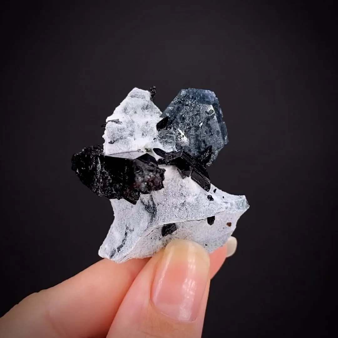 Benitoite (rare crystal shape) with Neptunite - image 1