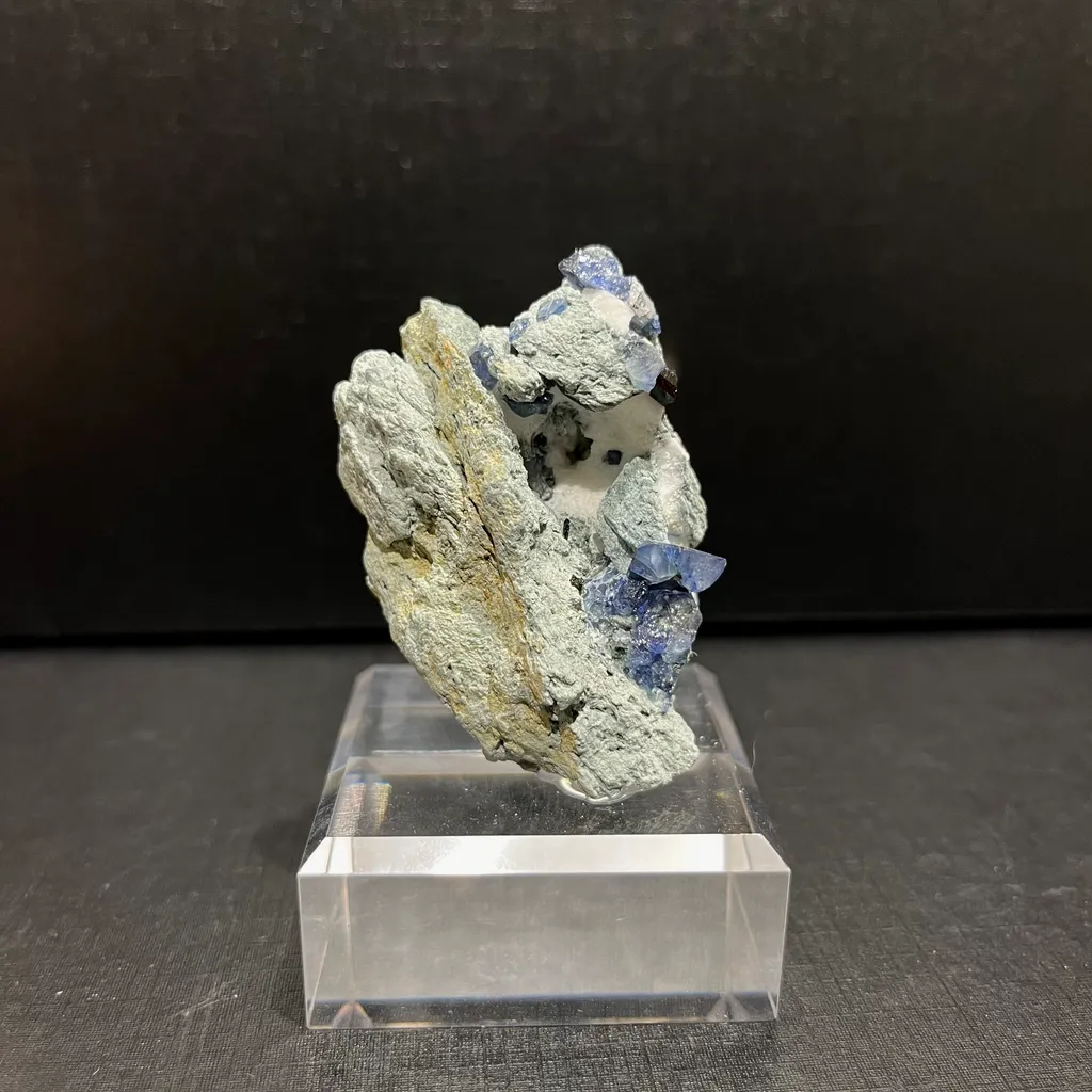 Benitoite with Neptunite from USA, California, San Benito County image