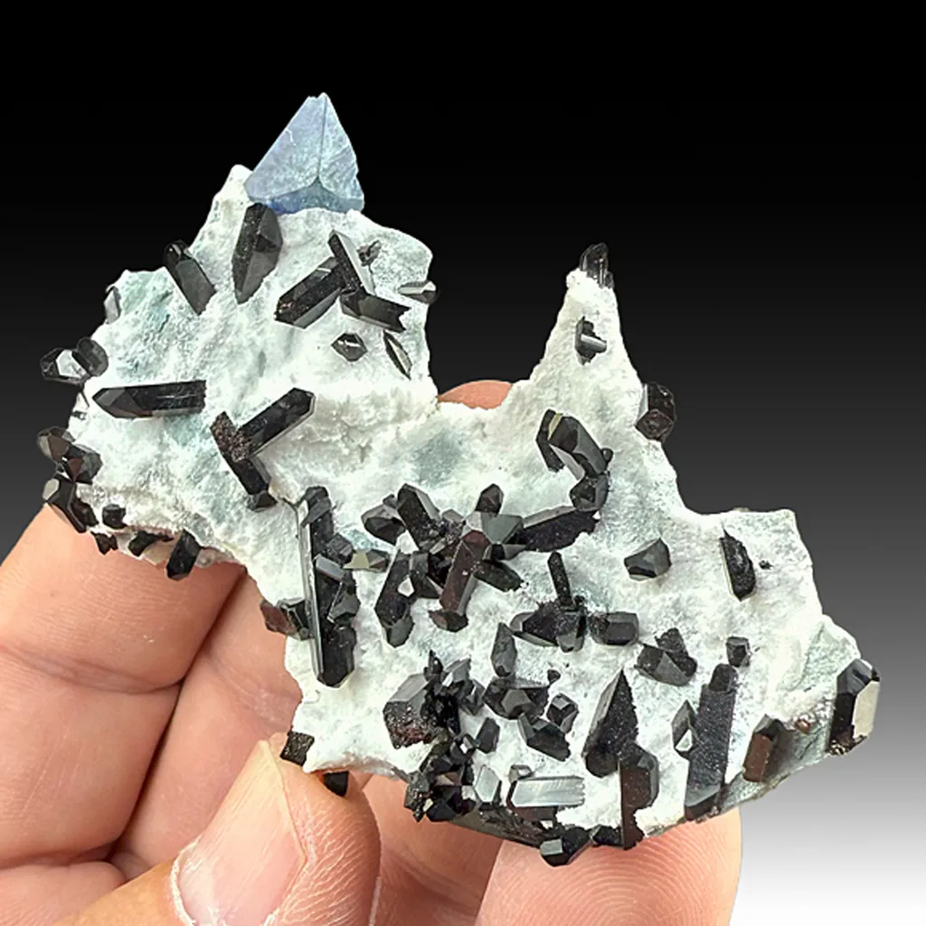 Benitoite with Neptunite, Natrolite image