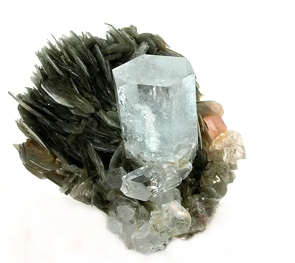Beryl (Var: Aquamarine), Fluorite, Apatite image