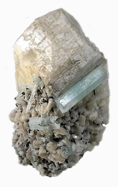 Beryl (Var: Aquamarine), Microcline, Schorl image