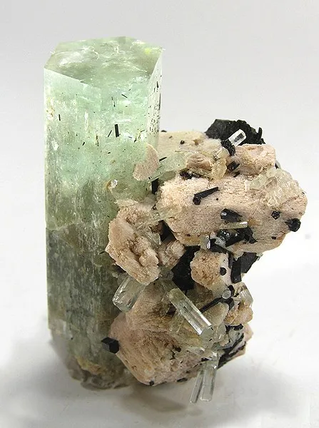 Beryl (Var: Aquamarine), Microcline, Schorl image