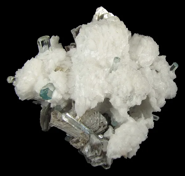 Beryl (Var: Aquamarine), Muscovite, Albite (Var: Cleavelandite) image
