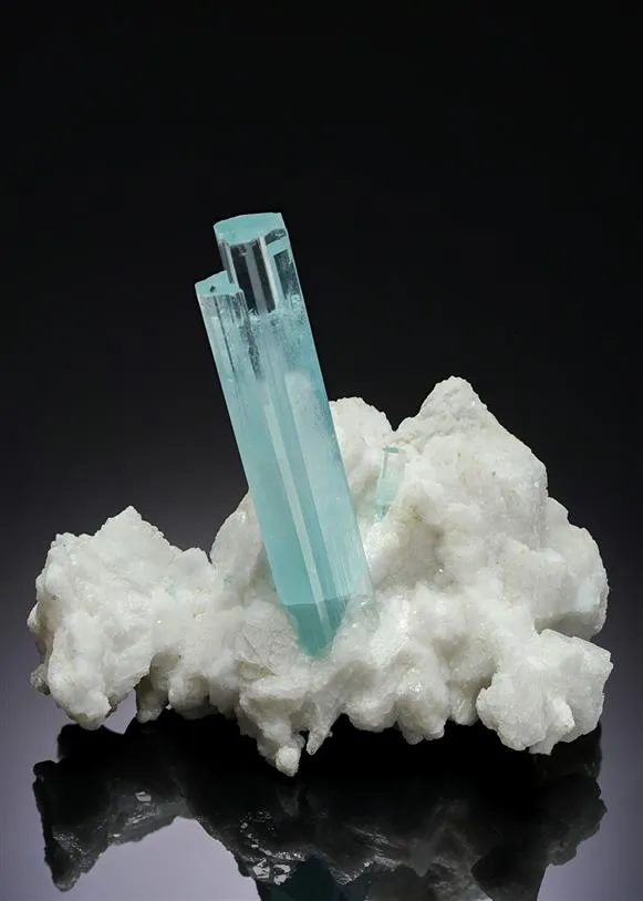Beryl var. Aquamarine on Albite image