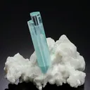 Beryl var. Aquamarine on Albite - image 1