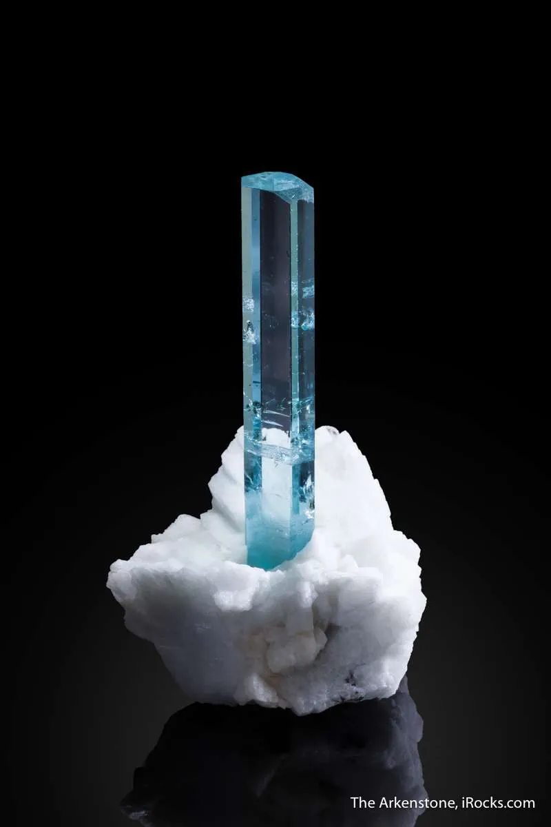 Beryl var. Aquamarine on Albite - image 1