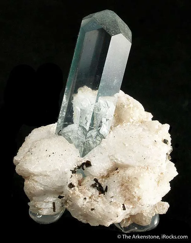 Beryl Var. Aquamarine on Albite image