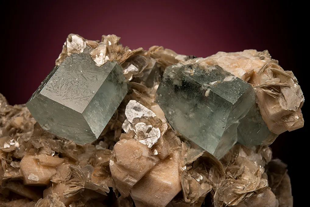 Beryl var. Aquamarine on Albite var. Pericline - image 2