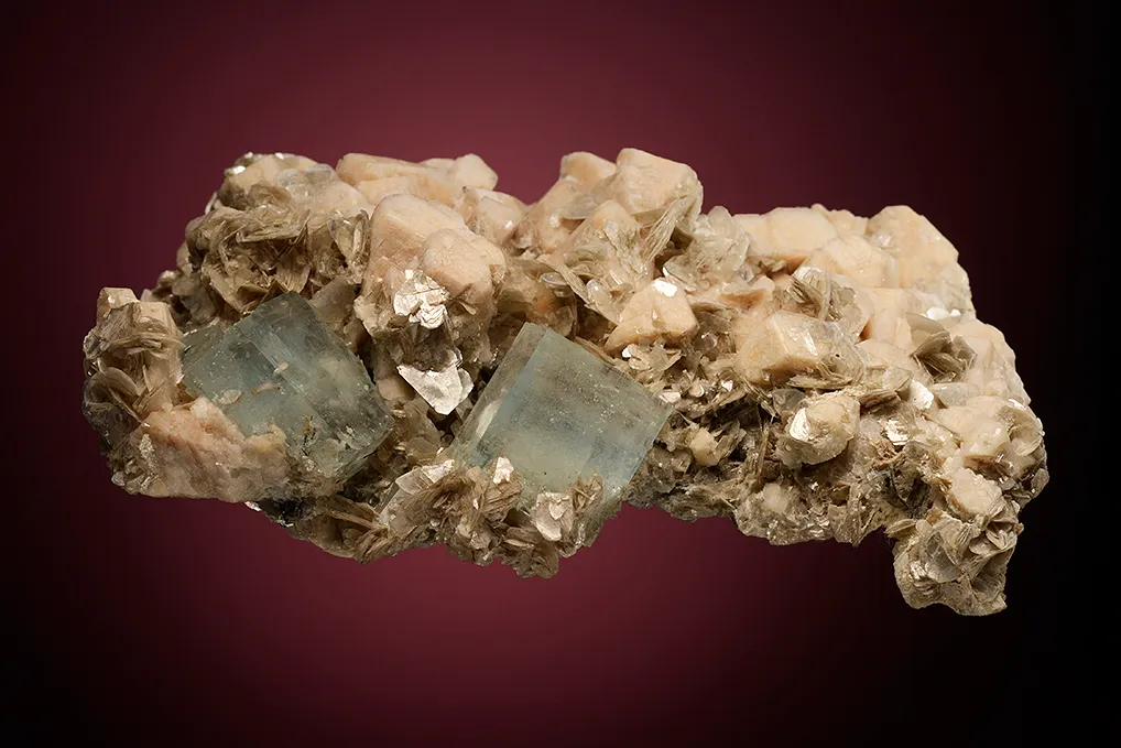Beryl var. Aquamarine on Albite var. Pericline - image 4