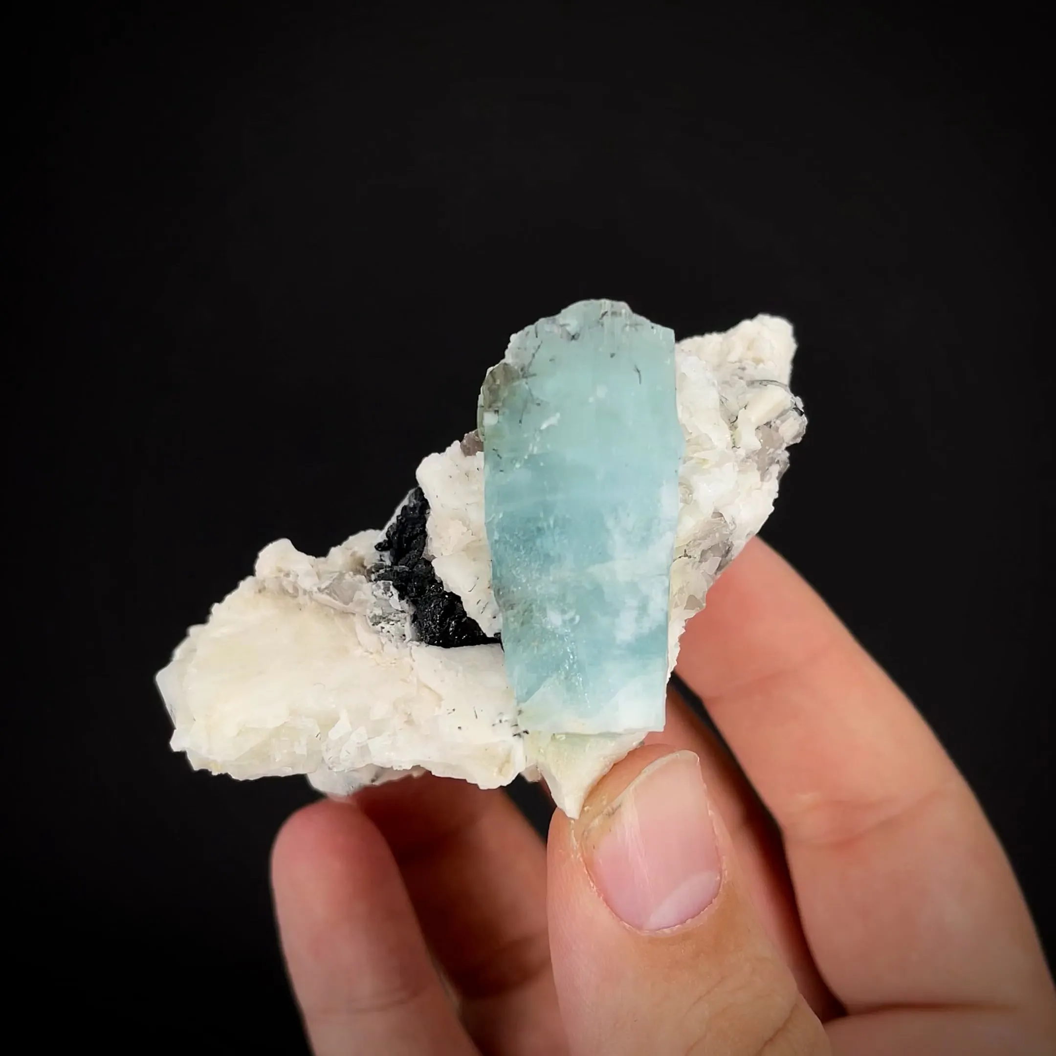Beryl var. Aquamarine on Feldspar - image 2