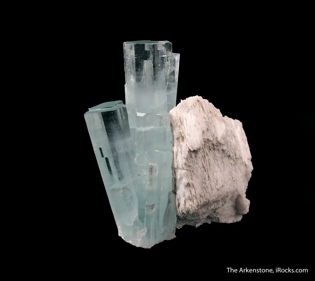 Beryl var. Aquamarine, on Feldspar image