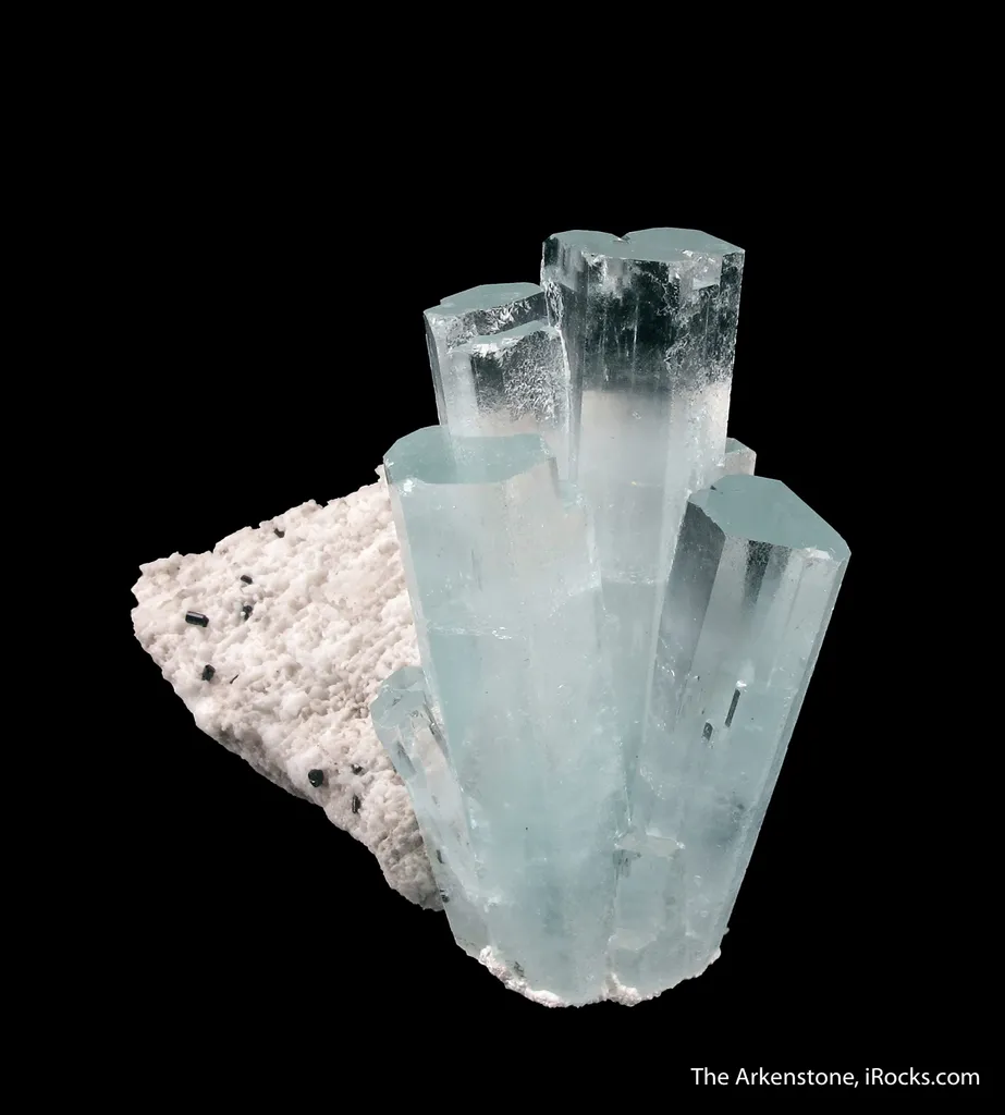 Beryl var. Aquamarine, on Feldspar - image 2