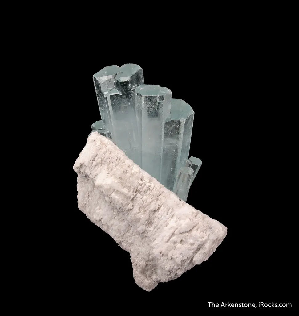 Beryl var. Aquamarine, on Feldspar - image 3