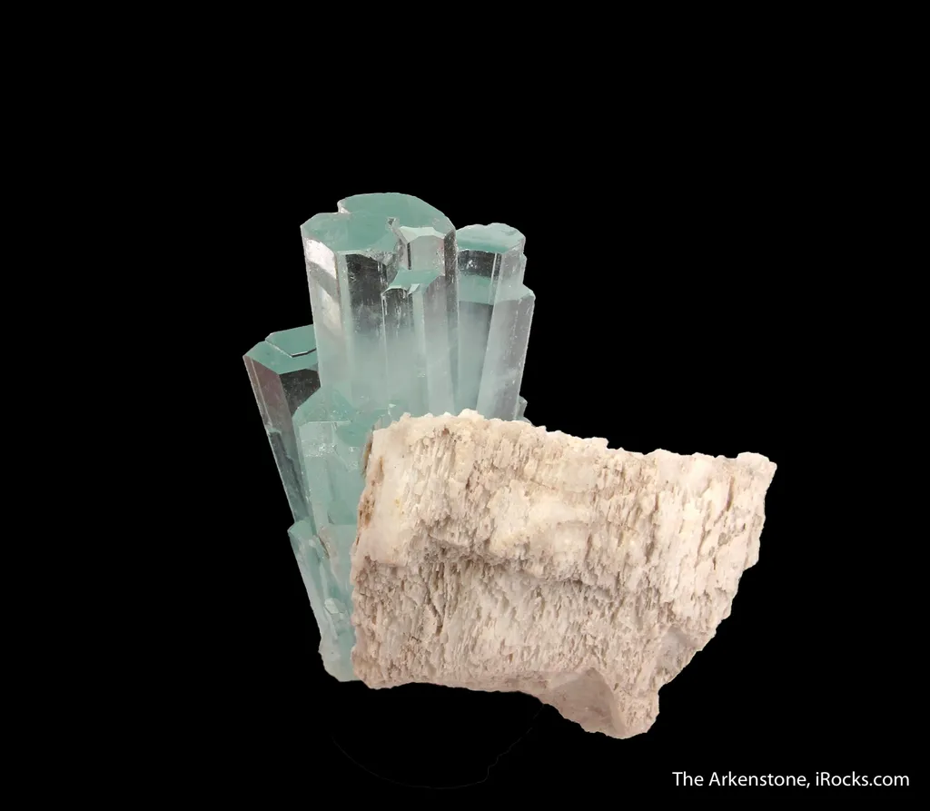 Beryl var. Aquamarine, on Feldspar - image 4