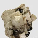 Beryl var. Aquamarine on K Feldspar (fl), Albite (fl) and Smoky Quartz - image 4