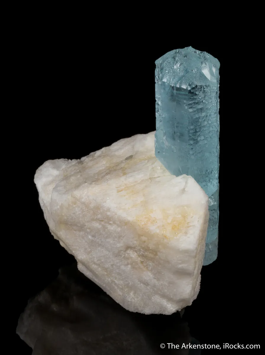 Beryl var. Aquamarine on Microcline - image 4