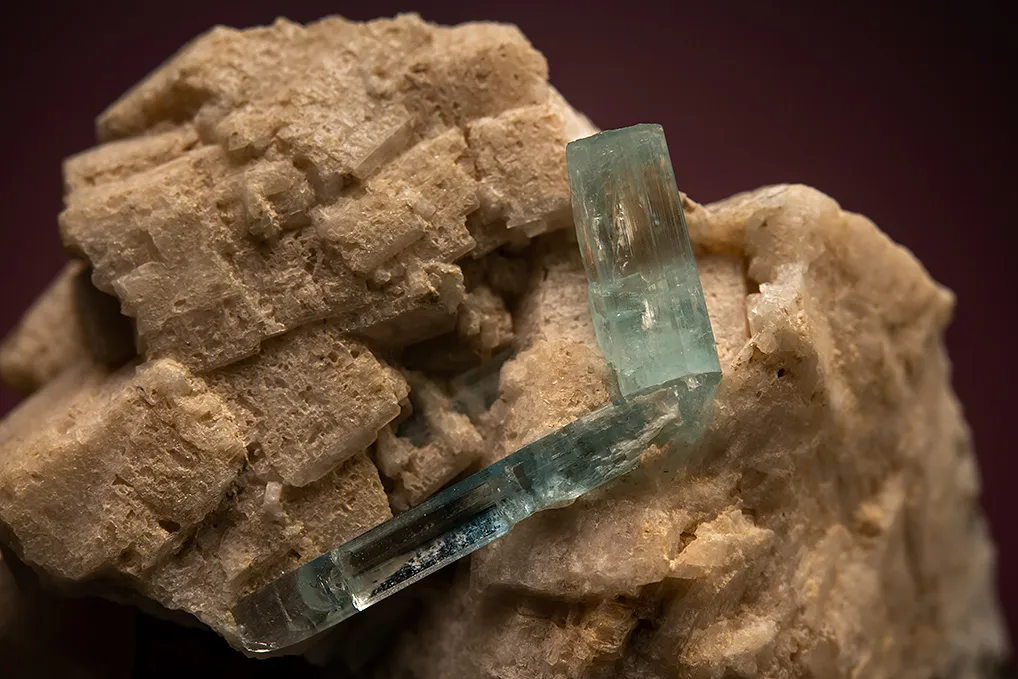 Beryl var. Aquamarine on Microcline - image 2