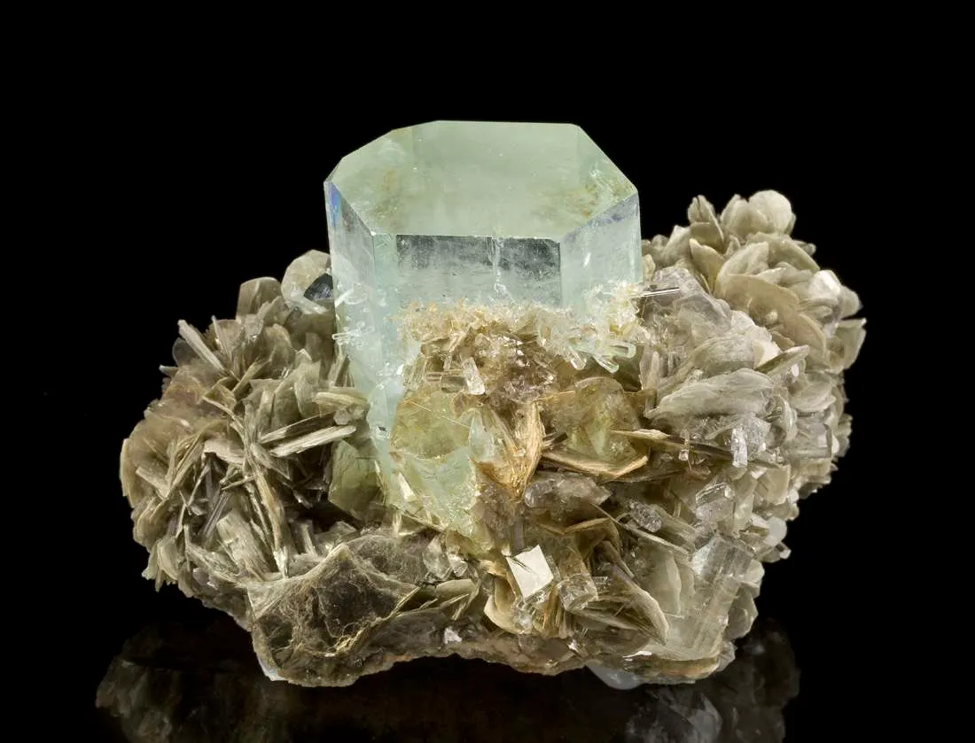 Beryl Var. Aquamarine on Muscovite - image 4