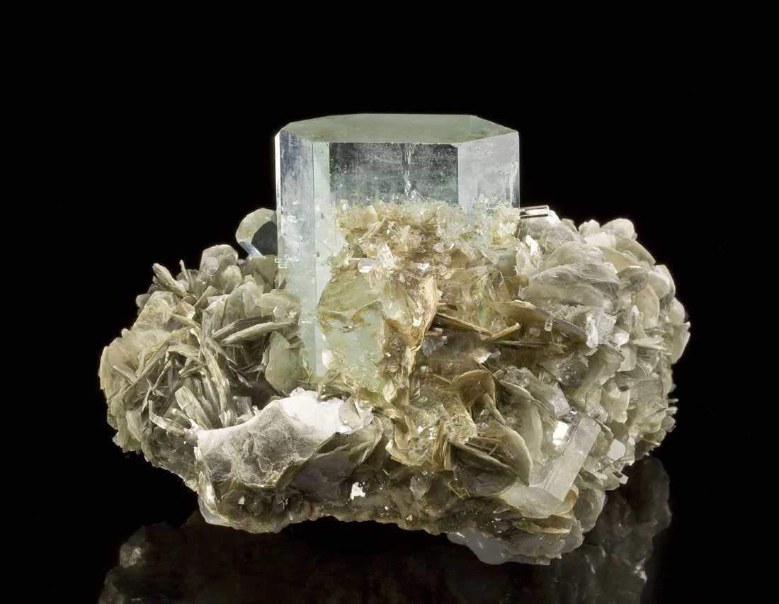 Beryl Var. Aquamarine on Muscovite - image 1