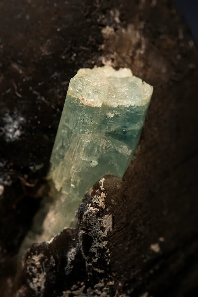 Beryl var. Aquamarine on Quartz var. Smoky - image 2