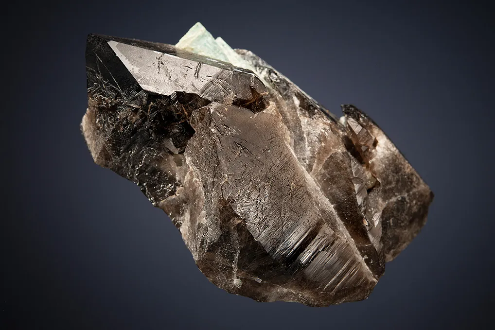 Beryl var. Aquamarine on Quartz var. Smoky - image 4