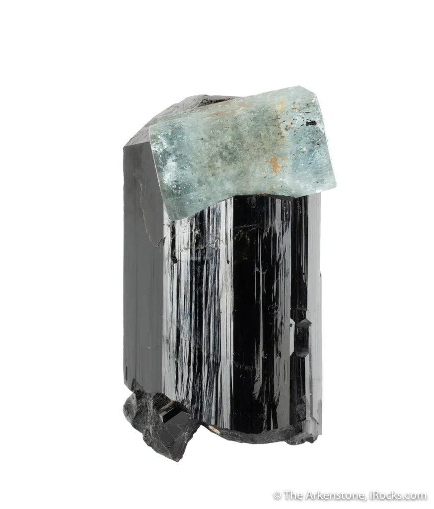 Beryl var Aquamarine on Schorl Tourmaline - image 2