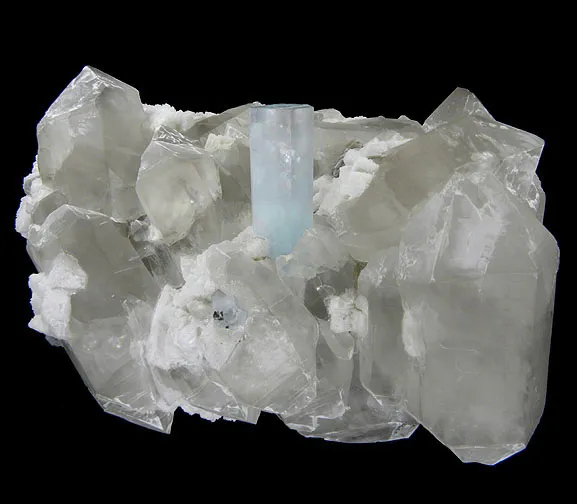 Beryl (Var: Aquamarine), Quartz, Albite image