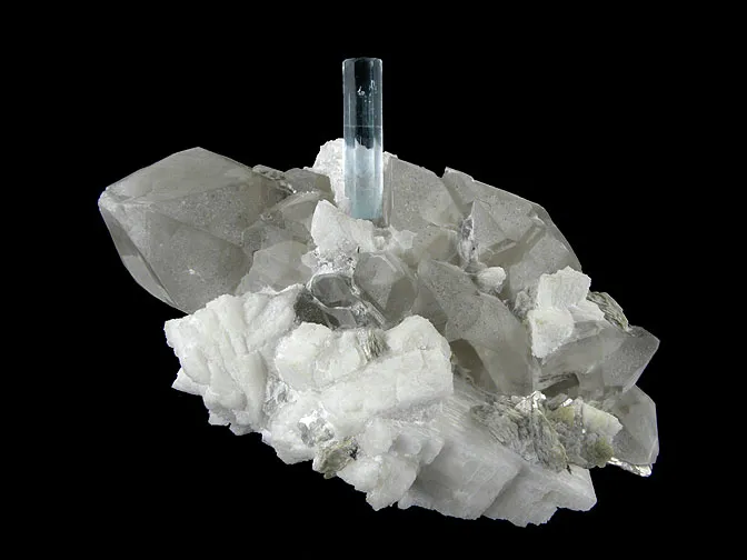 Beryl (Var: Aquamarine), Quartz, Albite image