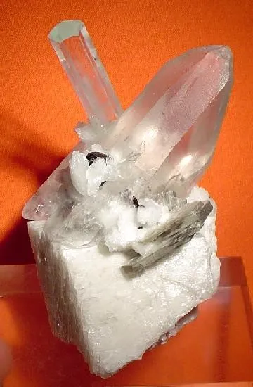 Beryl (Var: Aquamarine), Quartz, Albite image