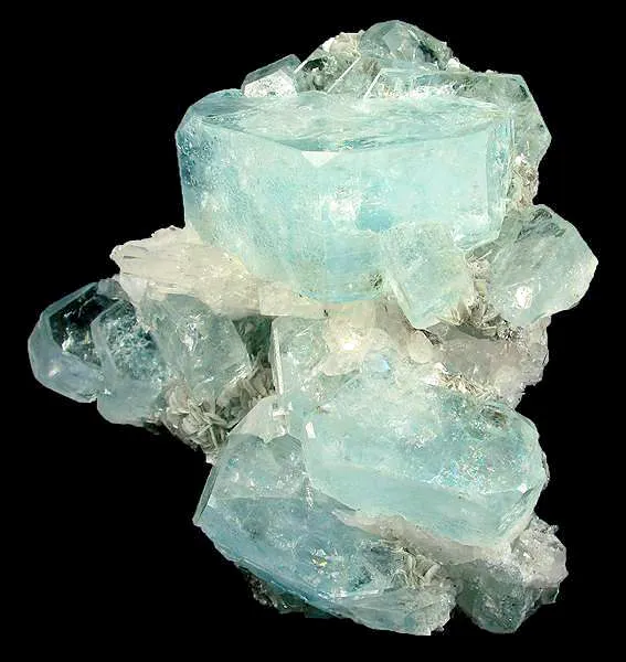Beryl (Var: Aquamarine), Quartz, Muscovite image