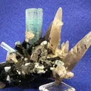 Beryl (Var: Aquamarine), Quartz (Var: Smoky Quartz), Schorl - image 1