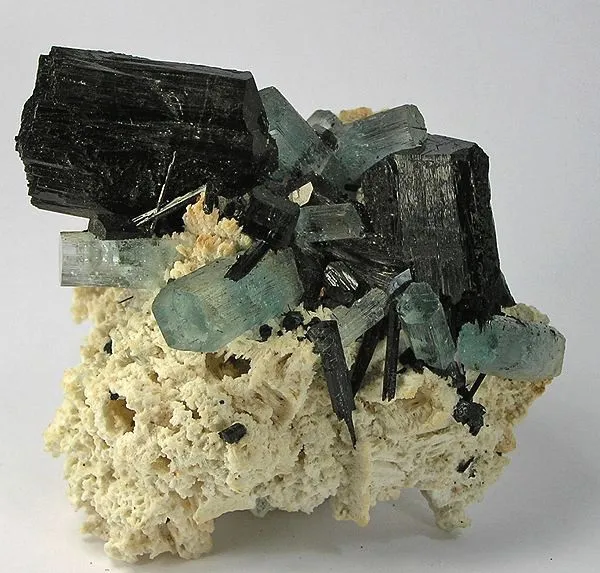 Beryl (Var: Aquamarine), Schorl image