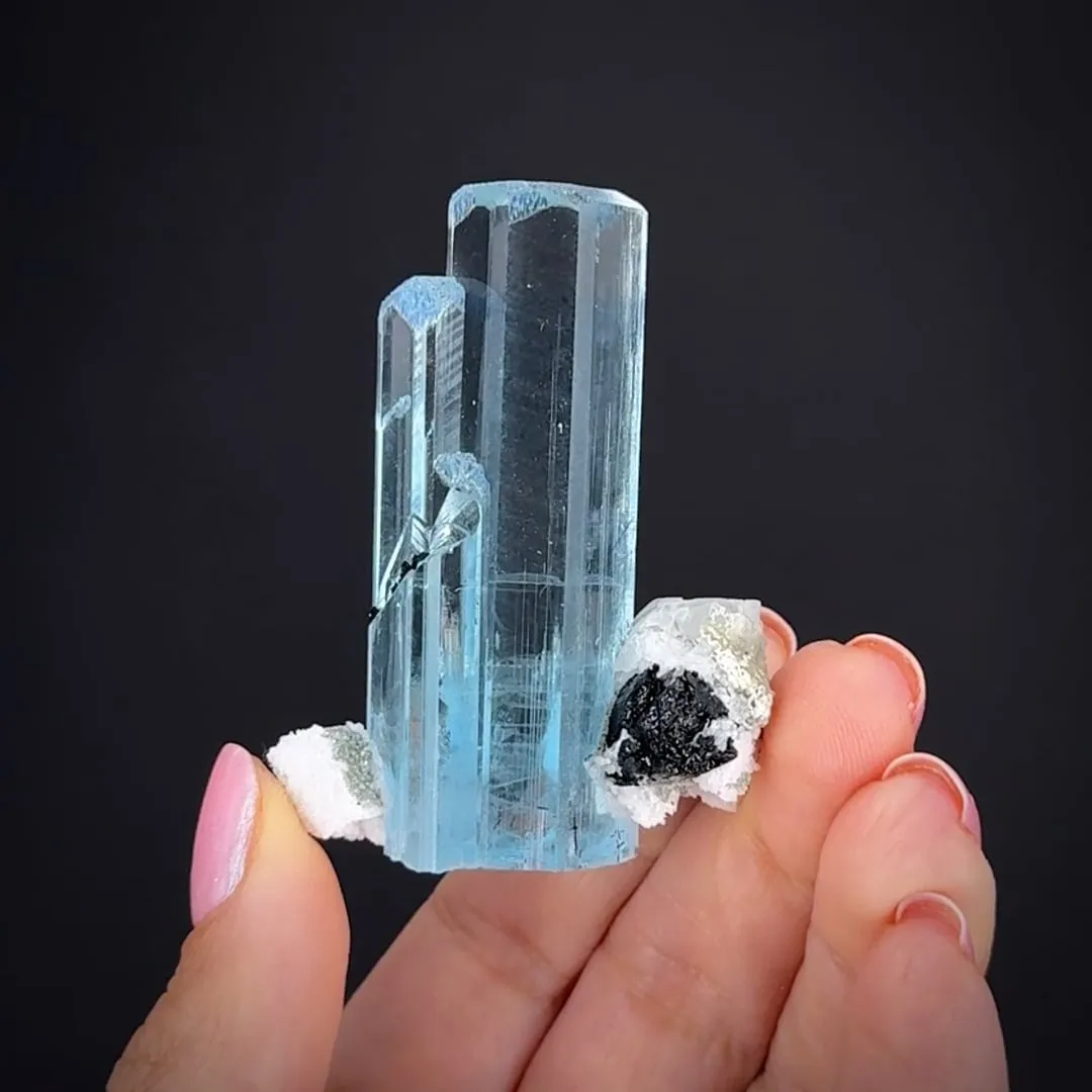 Beryl var. Aquamarine, Schorl - image 2