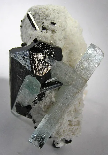 Beryl (Var: Aquamarine), Schorl image