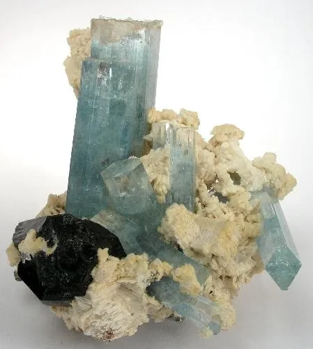 Beryl (Var: Aquamarine), Schorl, Orthoclase image