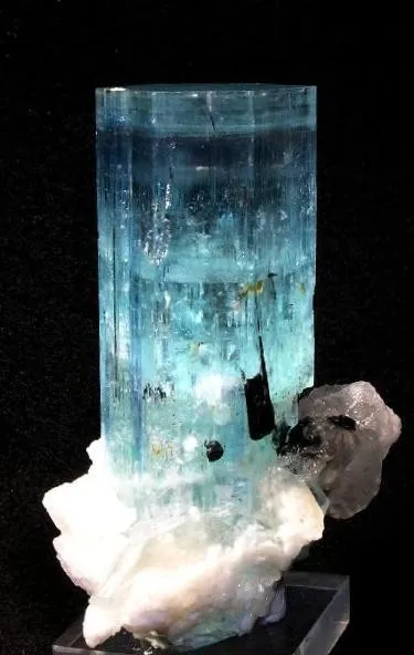 Beryl (Var: Aquamarine), Schorl, Quartz, Albite image