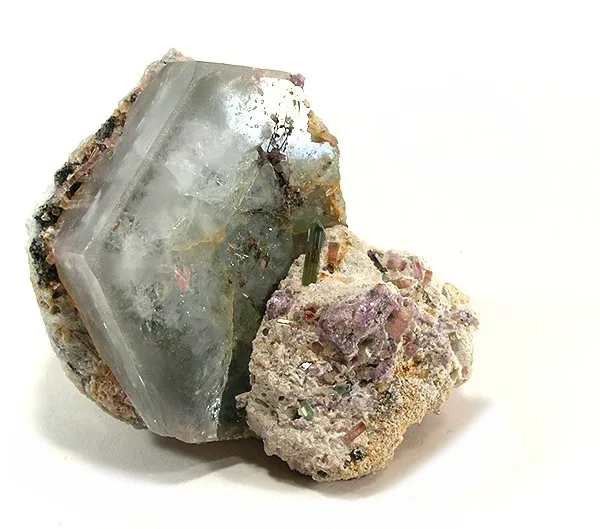 Beryl (Var: Aquamarine), Tourmaline, Albite (Var: Cleavelandite) image