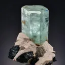 Beryl var. Aquamarine with Fluorapatite, Muscovite and Feldspar - image 1