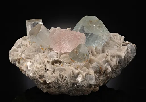 Beryl Var. Aquamarine with Fluorite and Muscovite