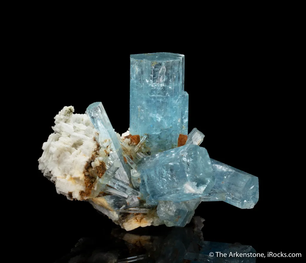 Beryl var. Aquamarine with Microcline and Goethite - image 3