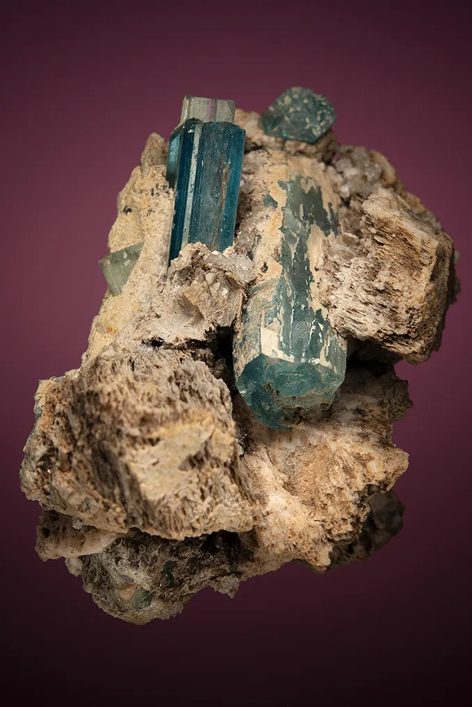 Beryl var. Aquamarine with Microcline and Quartz image
