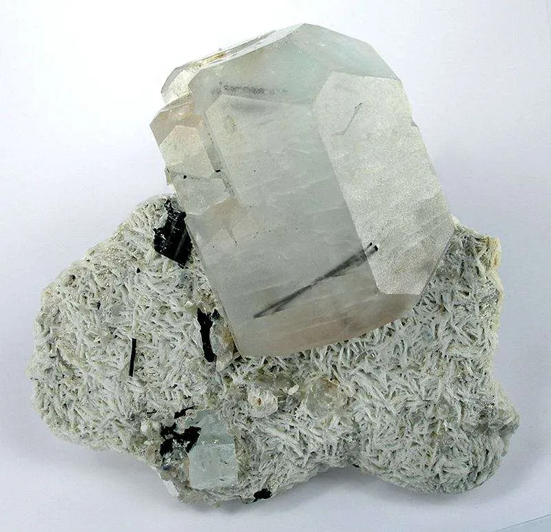 Beryl Var. Aquamarine With Morganite With Schorl Inclusion image