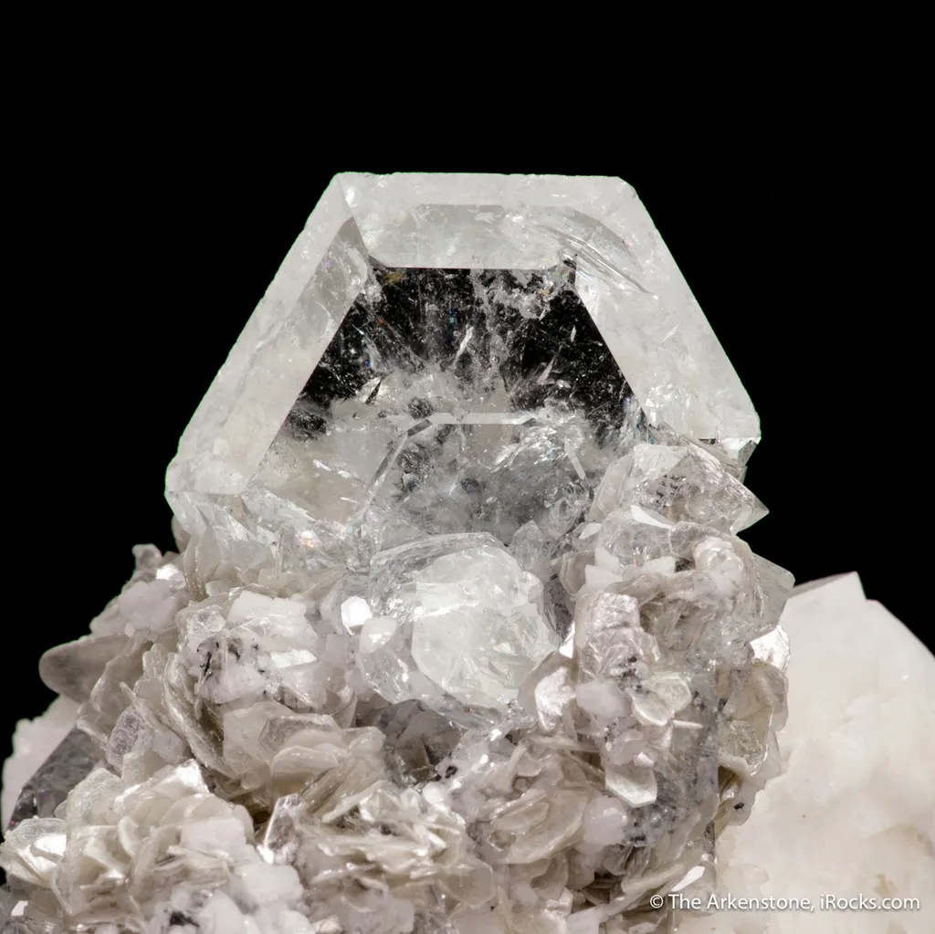 Beryl var. Aquamarine with Muscovite and Feldspar image