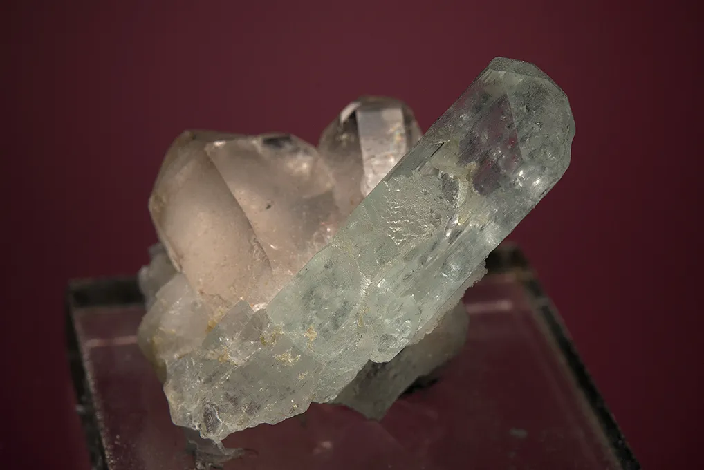 Beryl var. Aquamarine with Quartz and Spessartine - image 2