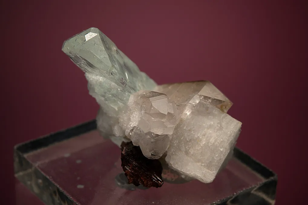 Beryl var. Aquamarine with Quartz and Spessartine - image 3