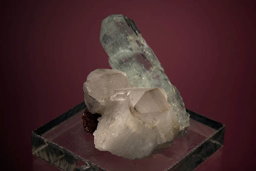 Beryl var. Aquamarine with Quartz and Spessartine - image 4